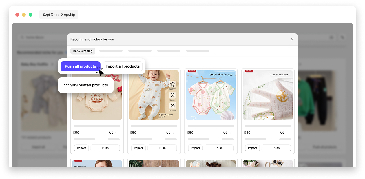 Zopi bulk import and push to shopify store