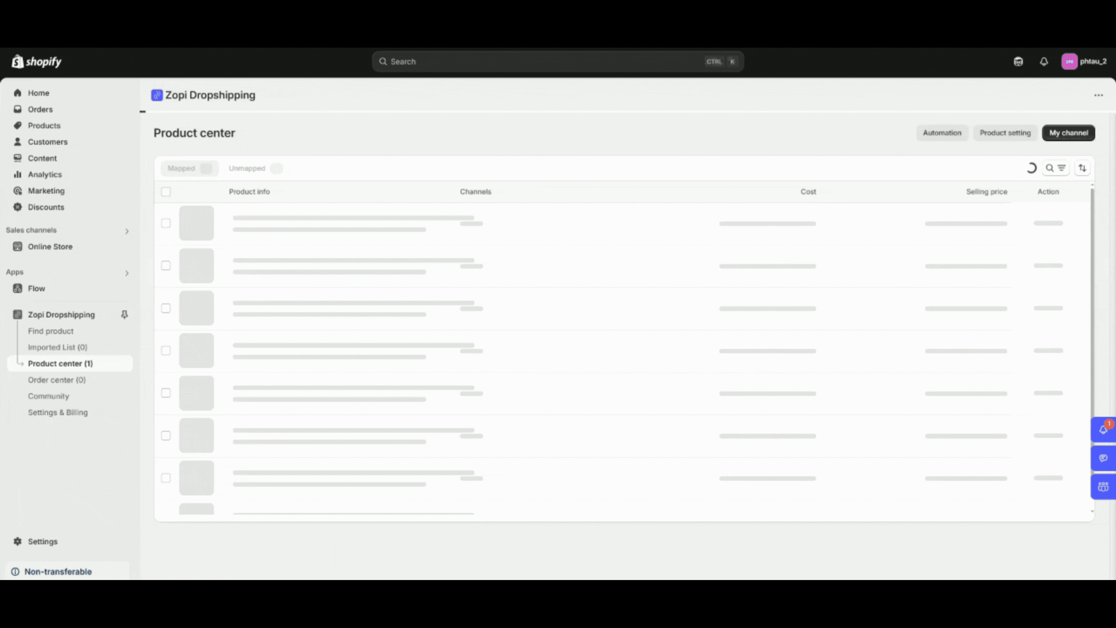 automation publishing from product center page in zopi