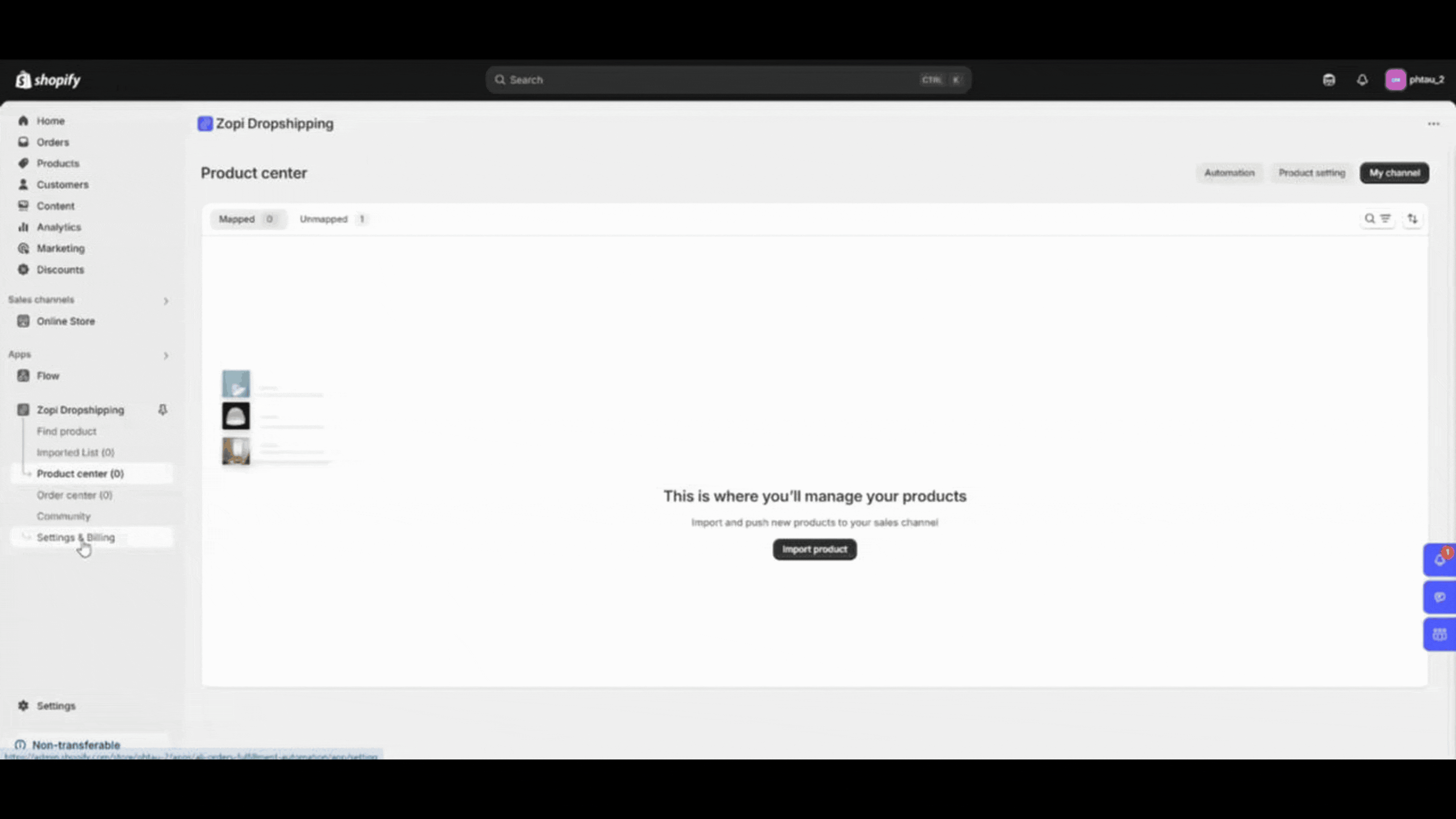 automation publishing in zopi product center from setting
