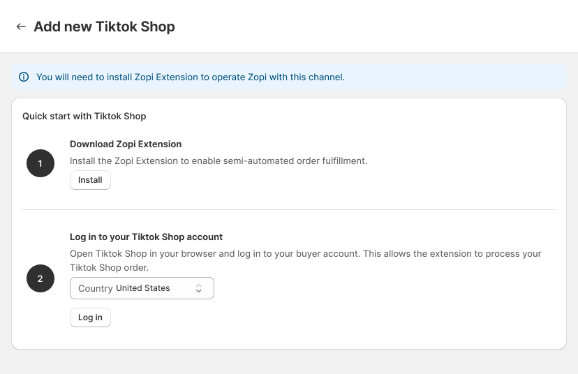 download zopi extension to connect tiktokshop
